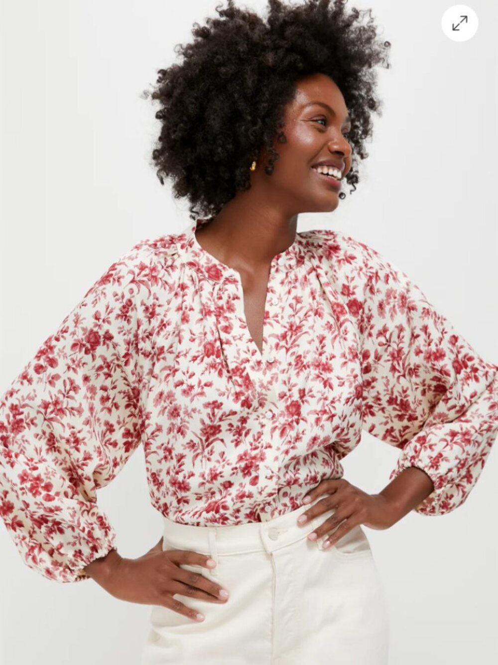 Tuckernuck Pomegranate Bloom Sawyer Blouse - Picture 2 of 5